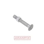 DIN 603/555 Carriage Bolt with Nut M20x160/52mm Grade 4.8 HDG-OVS [OVERSIZED] METRIC Partially Rounded