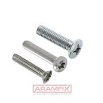 DIN 966 Rounded Head Countersunk M10x60mm Class A4 PLAIN Stainless Pozidriv PZ4 METRIC Full Rounded