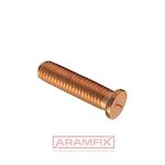 DIN ISO 13918 Welding Stud CD Type PT M3x20mm Copper PLAIN Copper METRIC Partially