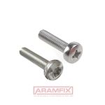 ISO 14583 Pan Head Screw M2.5x12mm Class A4-70 PLAIN Stainless TORX T8 METRIC Full Rounded