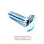 ISO 8677 Carriage Bolt M5x60mm Grade 4.6 Zinc Plated METRIC Partially Rounded